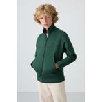 TOMMY LIFE Çam Yeşil Pamuklu Kalın İçi Tüylü Yumuşak Dokulu Standart Fit Nakışlı Erkek Çocuk Sweatshirt - 11245