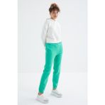 Tommy Life Deniz Yeşili Yüksek Bel Şardonlu 3 İplik Pamuklu Basic Kadın Eşofman Alt - 94624