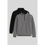 Tommy Life Dik Yaka Yarım Fermuarlı 2li Paket Siyah-Gri Melanj Erkek Polar Sweatshirt - 87891 - 2XL - Siyah - Gri