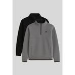 TOMMY LIFE Dik Yaka Yarım Fermuarlı 2li Paket Siyah-Gri Melanj Erkek Polar Sweatshirt - 87891
