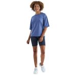 TOMMY LIFE Eflatun O Yaka Baskı Detaylı Oversize Kısa Kol Kadın T-Shirt