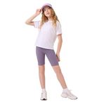 TOMMY LIFE Eflatun Pamuklu Kısa Paça Standart Fit Basic Kız Çocuk Tayt, 10-11 Yaş