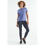 TOMMY LIFE Eflatun Sırt Yırtmaç Detaylı O Yaka Kısa Kollu Kadın T-Shirt, XL