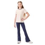 TOMMY LIFE Ekru-İndigo Pamuklu O Yaka Standart Fit Basic İspanyol Paça Kız Çocuk Tayt Takım, 12-13 Yaş