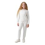 TOMMY LIFE Ekru Pamuklu İçi Tüylü Yumuşak Dokulu Oversize Nakışlı Kız Çocuk Eşofman Takım, 8-9 Yaş