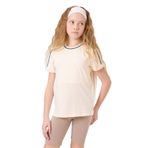 TOMMY LIFE Ekru Pamuklu O Yaka Standart Fit Basic Kız Çocuk T-Shirt, 8-9 Yaş