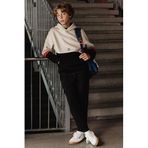 TOMMY LIFE Erkek Çocuk Eşofman Takımı, Bej-Siyah, Pamuklu, Standart Fit, 8-9 Yaş