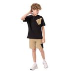 TOMMY LIFE Erkek Çocuk Eşofman Takımı, Siyah-Koyu Bej, Pamuklu Oversize Fit, 12-13 Yaş