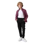 TOMMY LIFE Erkek Çocuk Eşofman Takımı, Soft Vişne-Siyah, Pamuklu, Kalın İçi Tüylü, Standart Fit, Nakışlı, 8-9 Yaş