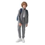 TOMMY LIFE Erkek Çocuk Gri Melanj Pamuklu Eşofman Takım, İçi Tüylü, Nakışlı, 11-12 Yaş