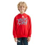 TOMMY LIFE Erkek Çocuk Kapüşonlu Sweatshirt, Kırmızı, Kanguru Cepli, Yazı Baskılı, 7-10 Yaş