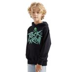 TOMMY LIFE Erkek Çocuk Kapüşonlu Sweatshirt, Lacivert, Kanguru Cepli, Yazı Baskılı, 7-10 Yaş