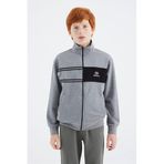 TOMMY LIFE Erkek Çocuk Sweatshirt, Dik Yaka, Gri Melanj, 7-10 Yaş