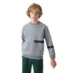TOMMY LIFE Erkek Çocuk Sweatshirt, Gri Melanj, Pamuklu, Kalın İçi Tüylü, Standart Fit, Baskılı, 11-12 Yaş