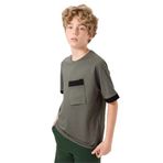 TOMMY LIFE Erkek Çocuk T-Shirt, Haki, Pamuklu, Yumuşak Dokulu, Oversize, Cep Detaylı, 14-15 Yaş
