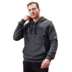 TOMMY LIFE Erkek Kapüşonlu Sweatshirt, Antrasit Melanj, Nakışlı Kanguru Cep, Standart Kalıp, S Beden