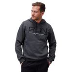 TOMMY LIFE Erkek Kapüşonlu Sweatshirt, Antrasit Melanj, Yazı Nakışlı, 2XL Beden