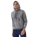 TOMMY LIFE Erkek Kapüşonlu Sweatshirt, Gri Melanj Kamuflaj Desen Baskılı, Standart Kalıp, 2XL Beden