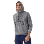 TOMMY LIFE Erkek Kapüşonlu Sweatshirt, Gri Melanj Kamuflaj Desen Baskılı, Standart Kalıp, S Beden