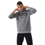 TOMMY LIFE Erkek Kapüşonlu Sweatshirt, Gri Melanj, Yazı Nakışlı, Standart Kalıp, S Beden