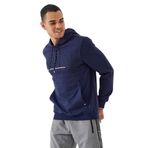 TOMMY LIFE Erkek Kapüşonlu Sweatshirt, İndigo, Yazı Nakışlı, Standart Kalıp, S Beden