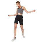 TOMMY LIFE Gri Basic Sıfır Kol Dar Kalıp U Yaka Kadın Crop Top Spor Büstiyer, XS