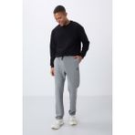 Tommy Life Gri Melanj Bağcıklı Cepli Standart Kalıp Klasik Paça Erkek Eşofman Alt - 84682 - Gb Melanj