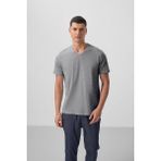 Tommy Life Gri Melanj Basic Kısa Kol Standart Kalıp V Yaka Erkek T-Shirt - 87912 - G1 Melanj - 2XL