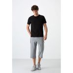 Tommy Life Gri Melanj Fermuar Cepli Standart Kalıp Klasik Paça Erkek Kapri - 83091 - 2XL