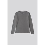 TOMMY LIFE Gri Melanj O Yaka Standart Fit Uzun Kollu Basic Kadın T-Shirt - 97312