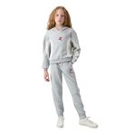 TOMMY LIFE Gri Melanj Pamuklu İçi Tüylü Yumuşak Dokulu Standart Fit Baskılı Kız Çocuk Eşofman Takım, 10-11 Yaş