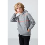 TOMMY LIFE Gri Melanj Pamuklu Kalın İçi Tüylü Standart Fit Baskılı Erkek Çocuk Sweatshirt - 11239