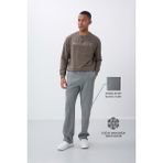 Tommy Life Gri Melanj Pamuklu Kalın Içi Tüylü Yumuşak Dokulu Oversize Nakışlı Erkek Eşofman Altı -82146 - Gb Melanj