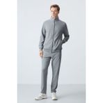 Tommy Life Gri Melanj Pamuklu Kalın Yumuşak Dokulu Comfort Fit Basic Erkek Eşofman Takım - 85260