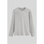 TOMMY LIFE Gri Melanj Standart Fit Basic O Yaka Uzun Kollu İnce Erkek T-Shirt - 87997