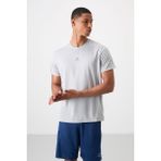 Tommy Life Gri Nefes Alan Dokulu İnce Esnek Standart Fit Erkek Performans T-Shirt - 88390 - 2XL