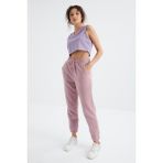 Tommy Life Gül Kurusu Yüksek Bel Basic Bağcıklı Jogger Polar Kadın Eşofman Alt - 94622 - XL