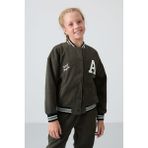 Tommy Life Haki Kalın Yumuşak Dokulu Standart Fit Nakışlı Polar Kız Çocuk Kolej Ceket - 75156 - 9 - 10 Yaş