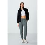Tommy Life Haki Kompakt Pamuklu Kalın Pürüzsüz Dokulu Standart Fit Kadın Eşofman Altı - 94660 - XL
