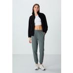 Tommy Life Haki Kompakt Pamuklu Kalın Pürüzsüz Dokulu Standart Fit Kadın Eşofman Altı - 94660