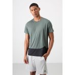 Tommy Life Haki Nefes Alan Dokulu İnce Esnek Standart Fit Erkek Performans T-Shirt - 88383 - 2XL