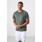 TOMMY LIFE Haki Nefes Alan Jakarlı Ince Esnek Standart Fit Erkek Performans T-shirt - 88397