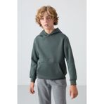 TOMMY LIFE Haki Pamuklu Kalın Içi Tüylü Yumuşak Dokulu Standart Fit Baskılı Erkek Çocuk Sweatshirt - 11215
