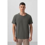 Tommy Life Haki Yüzeyi Dokulu Rahat Form Basic Erkek T-Shirt - 88436 - 2XL