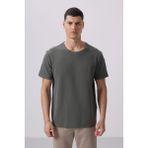 Tommy Life Haki Yüzeyi Dokulu Rahat Form Basic Erkek T-Shirt - 88436