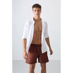 TOMMY LIFE Hızlı Kuruyan Standart Fit Deniz Şortu, XL, T11ER-81237, Kahverengi, Erkek
