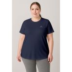 TOMMY LIFE İndigo Baskılı O Yaka Rahat Form Battal Büyük Beden Kadın T-Shirt - 97308