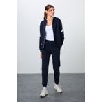 TOMMY LIFE İndigo Kompakt Pamuklu Kalın Pürüzsüz Dokulu Kapüşonlu Oversize Fit Kadın Eşofman Takım - 95343