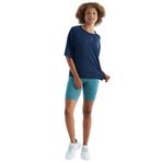 TOMMY LIFE İndigo O Yaka Baskı Detaylı Oversize Kısa Kol Kadın T-Shirt, L Beden