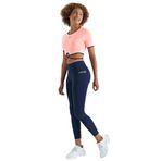 TOMMY LIFE Kadın Aktif Giyim Tayt, İndigo, Logo Baskı Detaylı, Yüksek Bel, Slim Fit, XL Beden